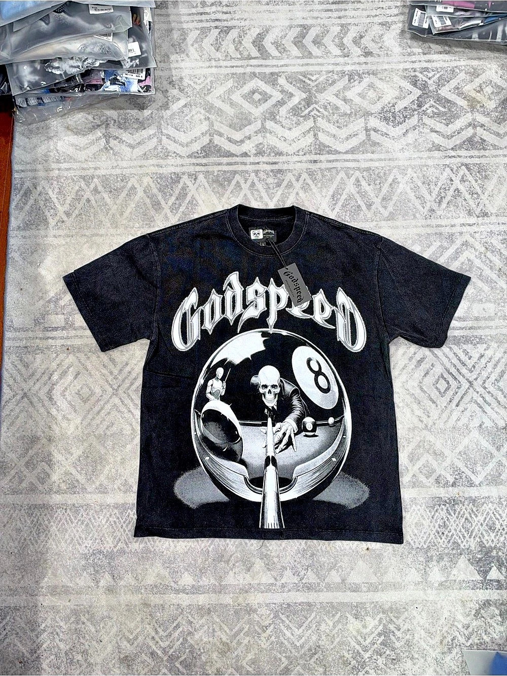 Godspeed Tee in Black & White Size Large